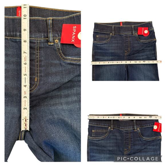 Spanx Flare Leg Jeans Denim Pull On Midnight #20327Q Small Petite 32” Inseam NEW - Picture 8 of 10